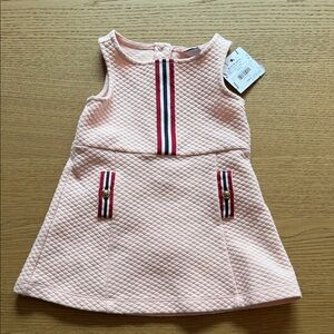 Janie and Jack Pink Quilted Dress with Striped Details 6-12 mo NWT
